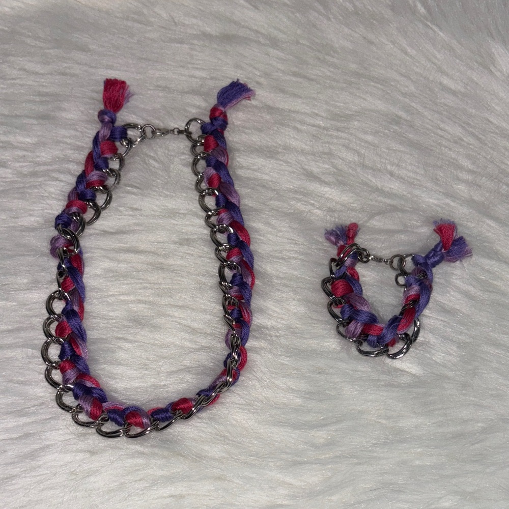 Colorful Chain Necklace and Bracelet Set
